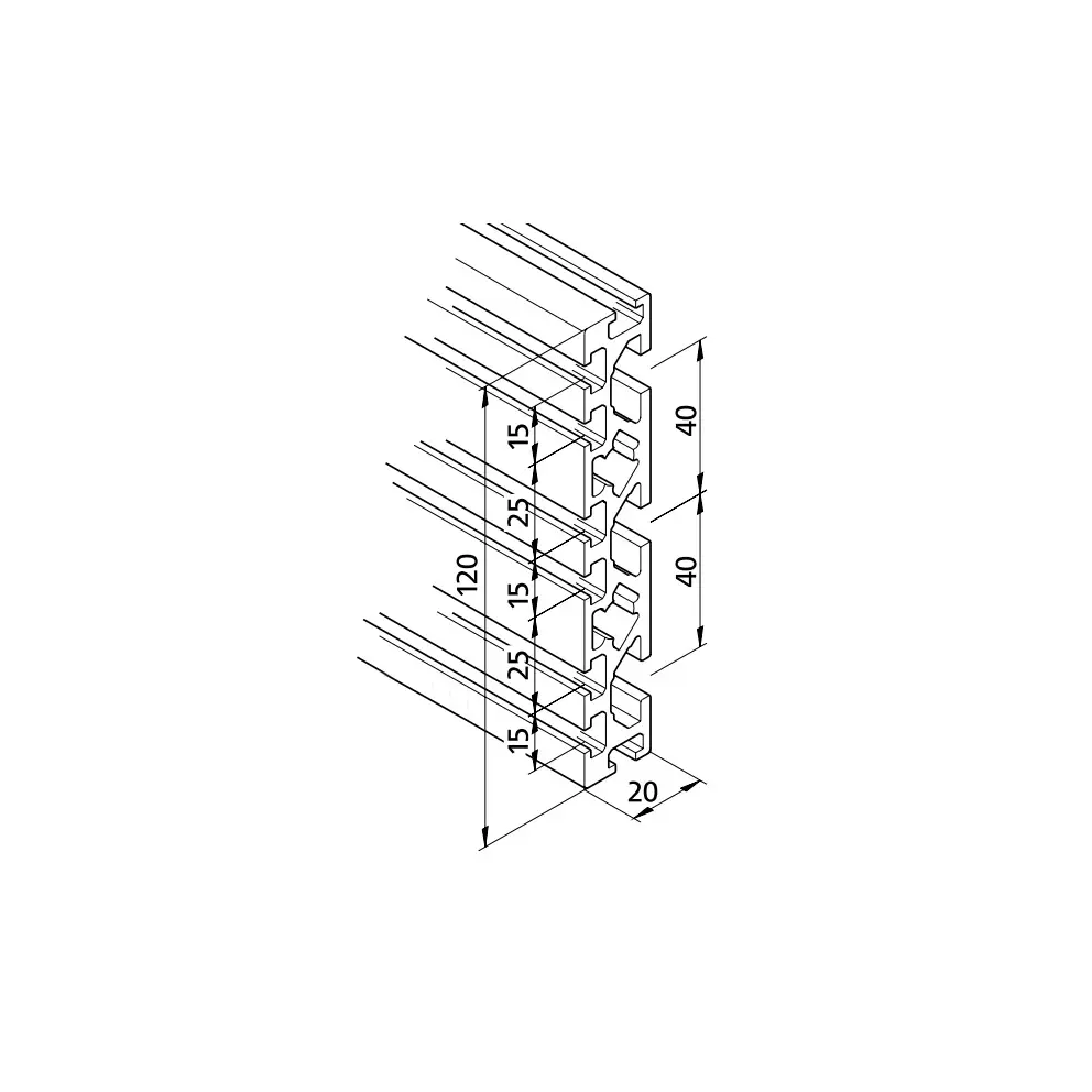 Konstruktionsprofil mk 2025.43 (Adapter) Abmessungen