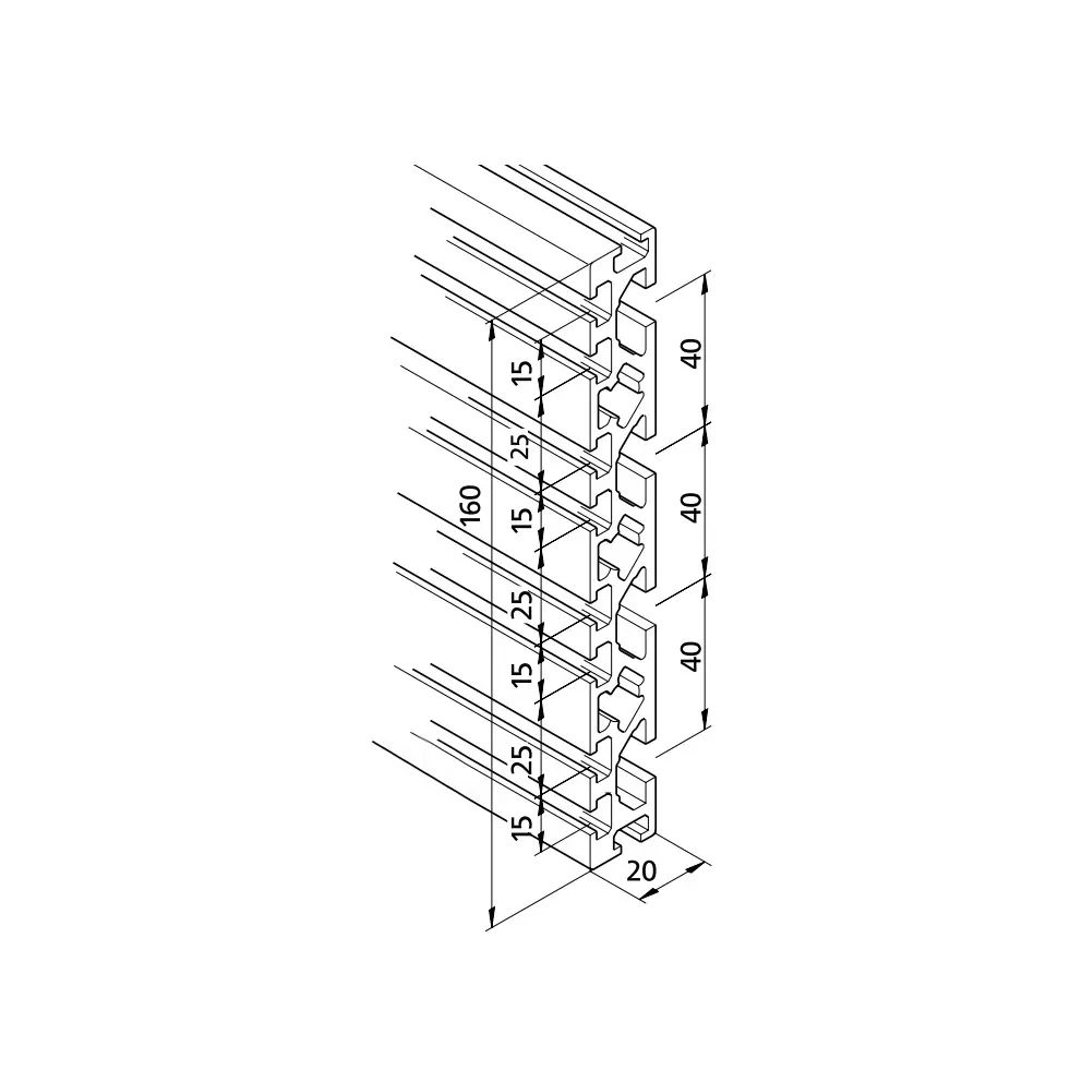 Konstruktionsprofil mk 2025.44 (Adapter) Abmessungen