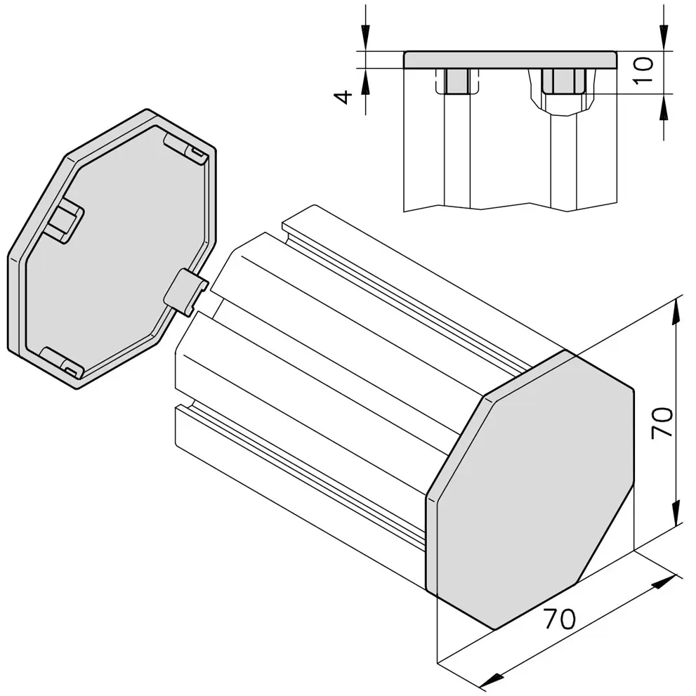 Endkappe 70x70 Abmessungen