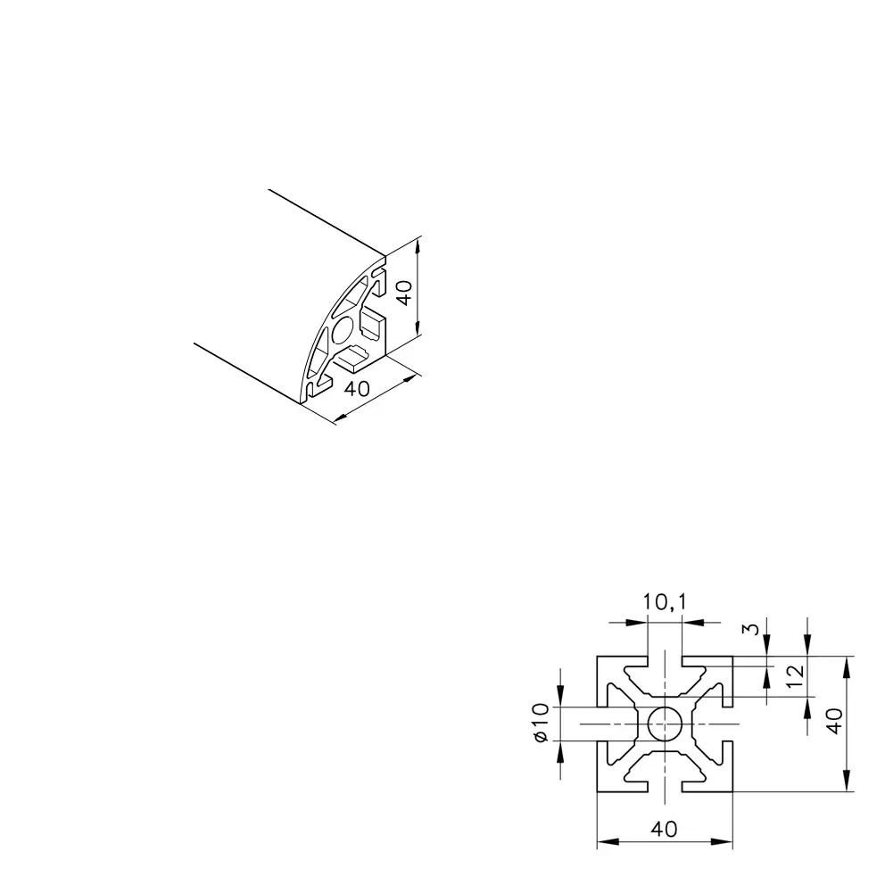 Konstruktionsprofil mk 2040.15 Abmessungen