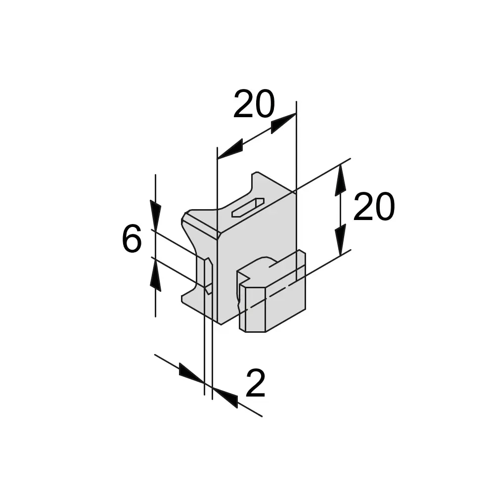 Clip C1 10.3, 20x20 Abmessungen