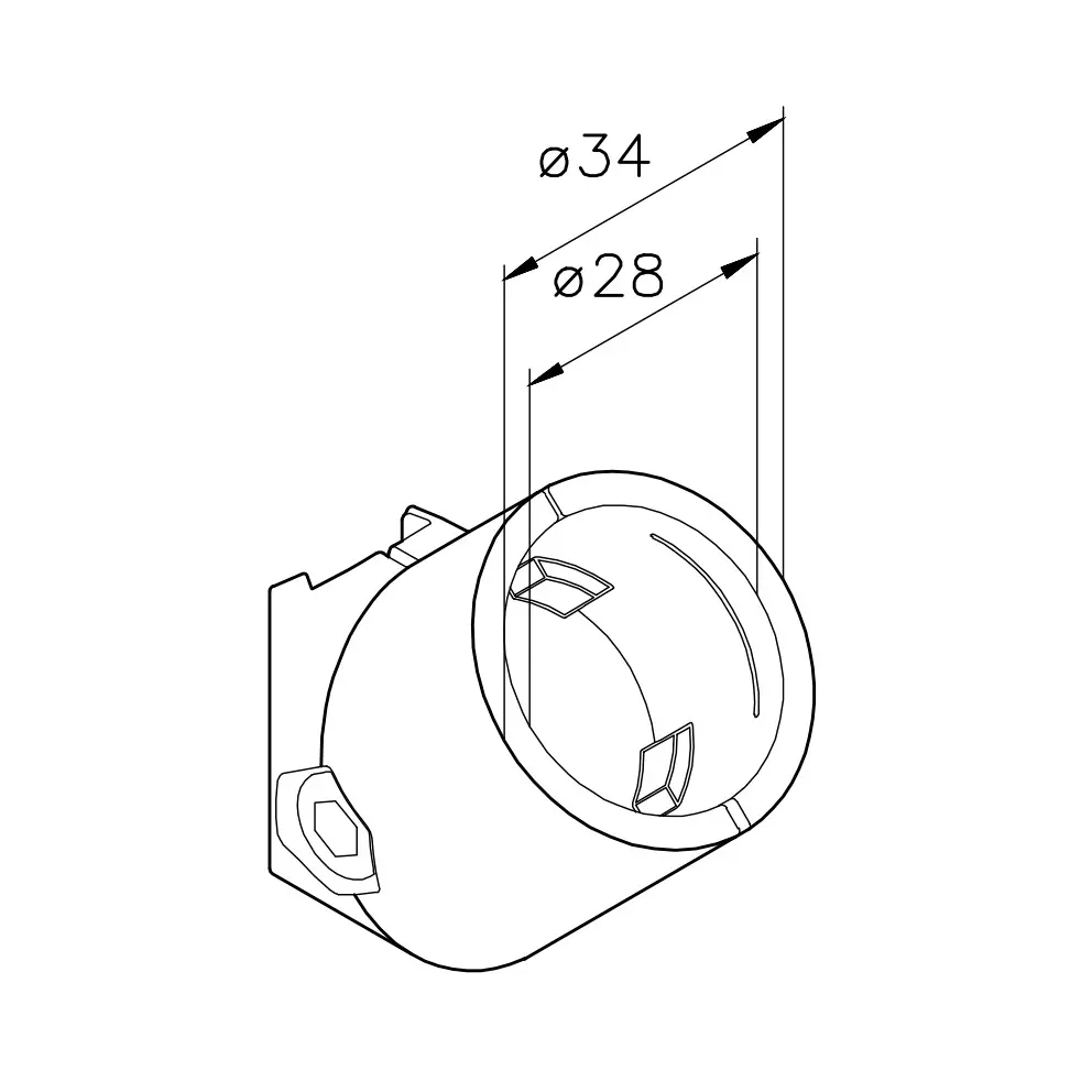 Verbinder D28 45° Abmessungen