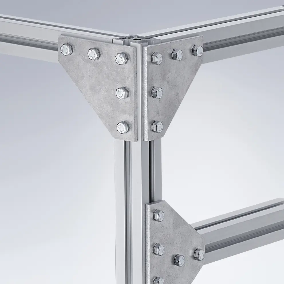 Profile Serie 40 montiert mit Verbindungsplatten Schwerlast