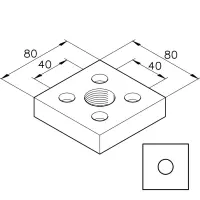 Anschlussplatte B G1/2" Abmessungen