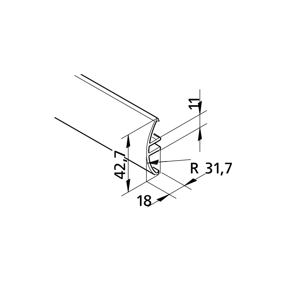 Verkleidungsprofil mk 2040.43 Abmessungen