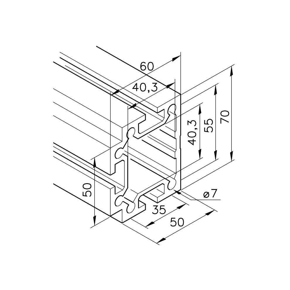 Profil mk 2040.74 Abmessungen