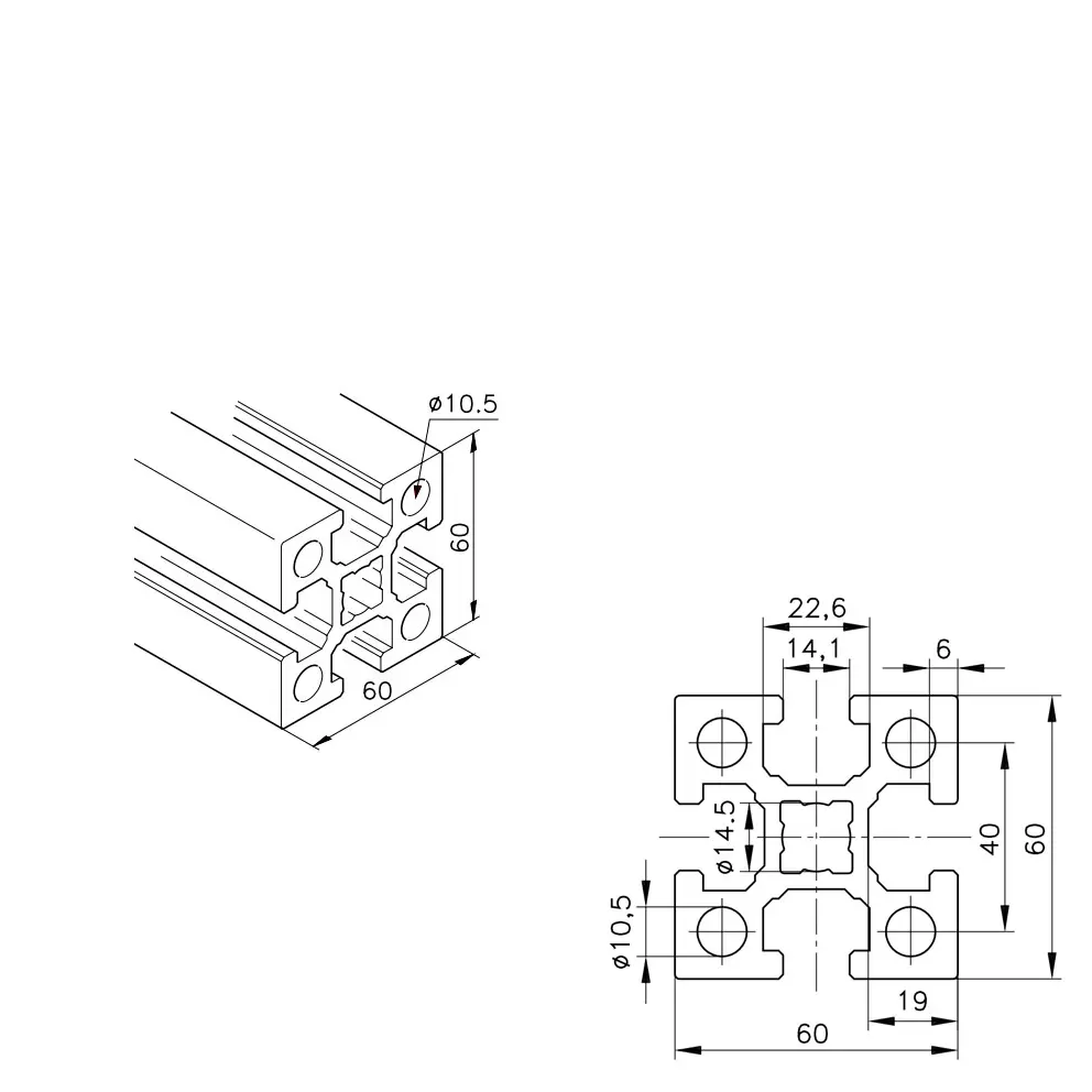 Schwerlastprofil mk 2060.01 Abmessungen