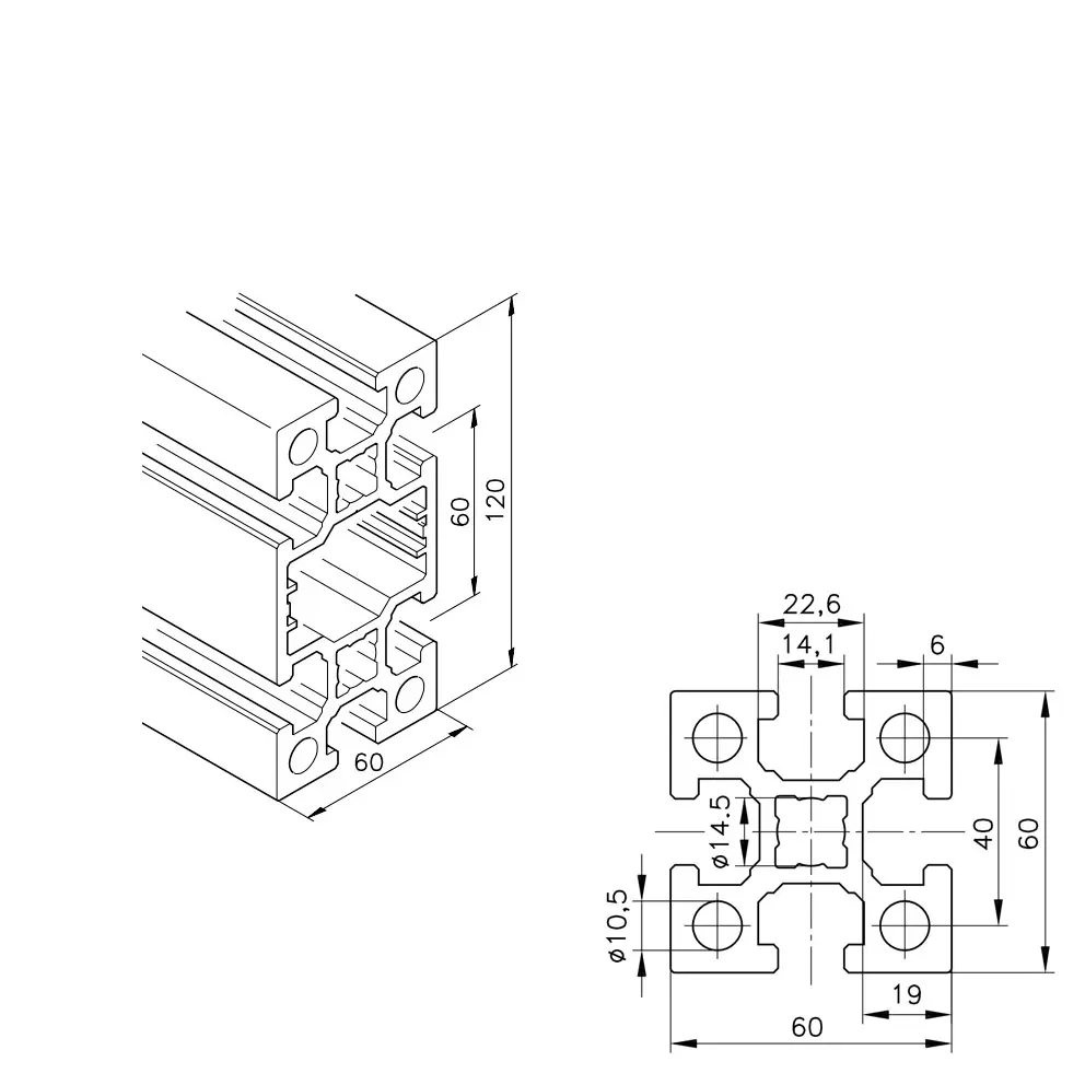 Schwerlastprofil mk 2060.02 Abmessungen