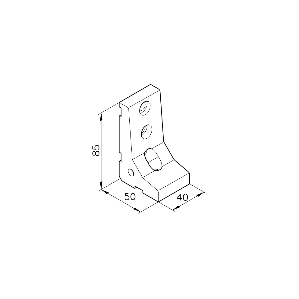 Winkelverbindung D40/3 Abmessung