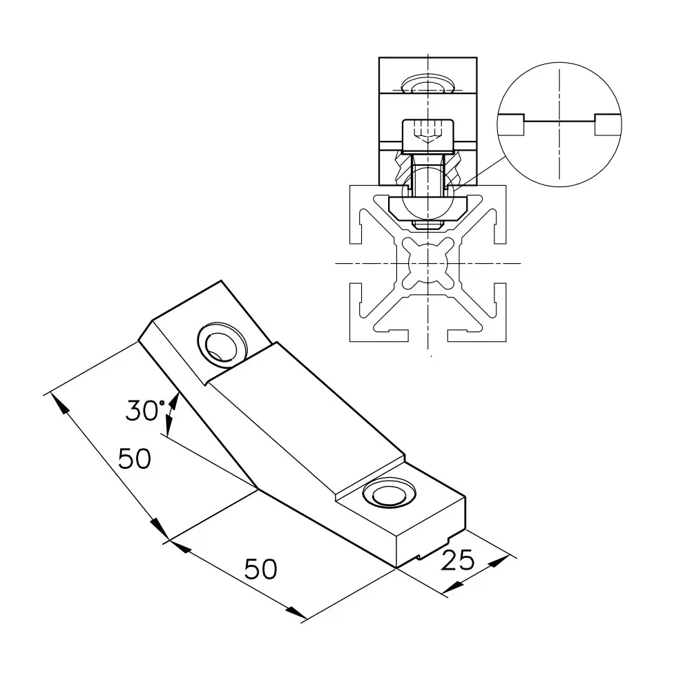 Winkelverbindung L25s Abmessung