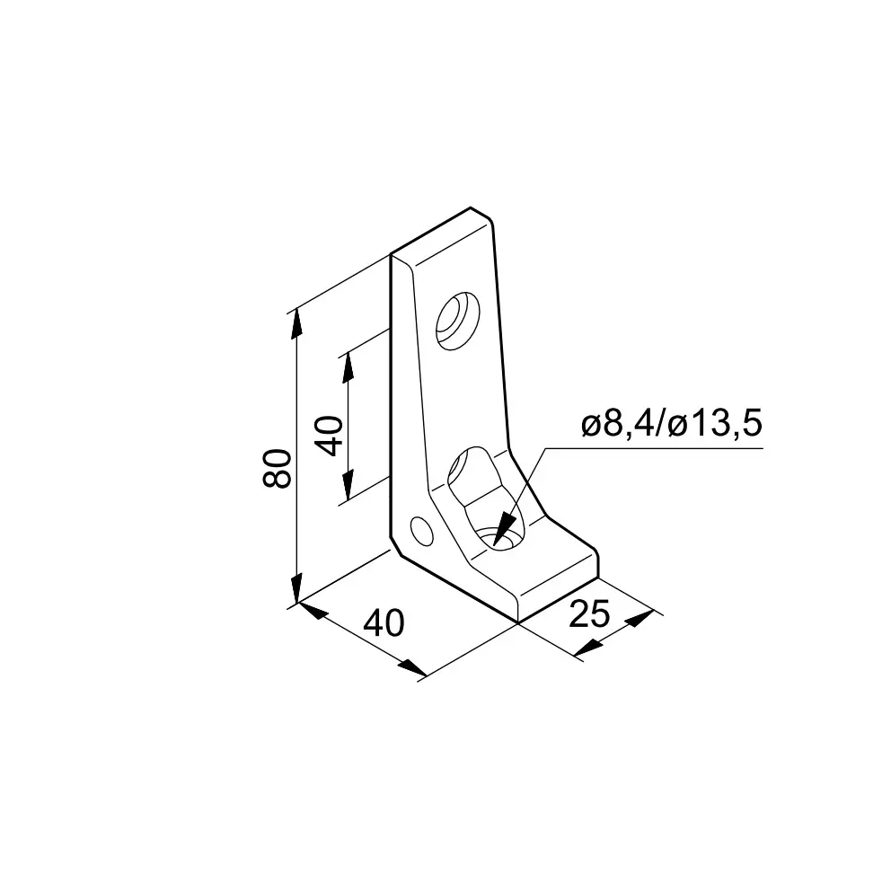Winkelverbindung F25 Abmessung