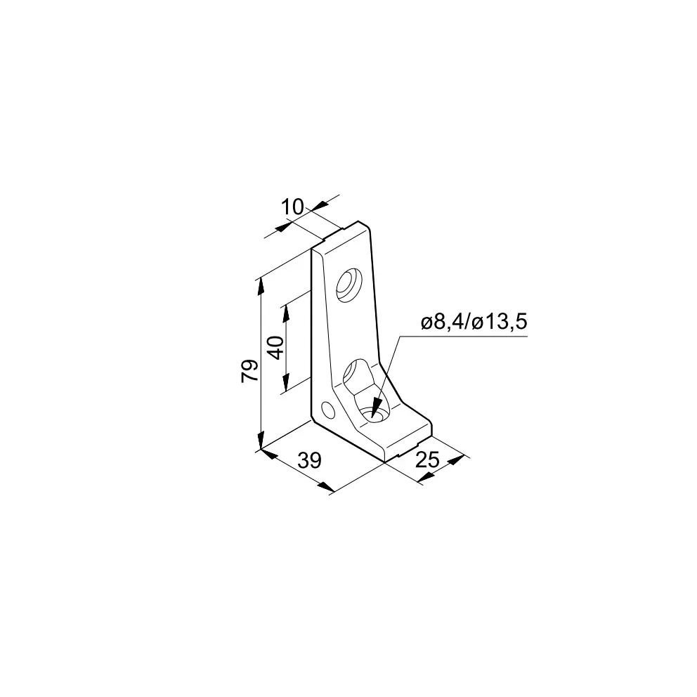 Winkelverbindung F25s Abmessung