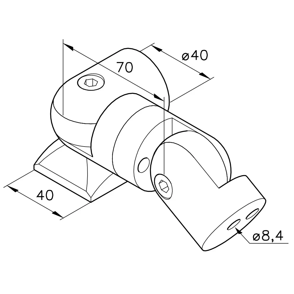 Gelenk 40/H3 Abmessungen