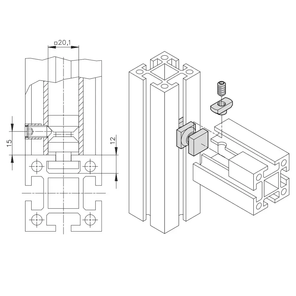 Spannverbinder Serie 50 Befestigungsbeispiel
