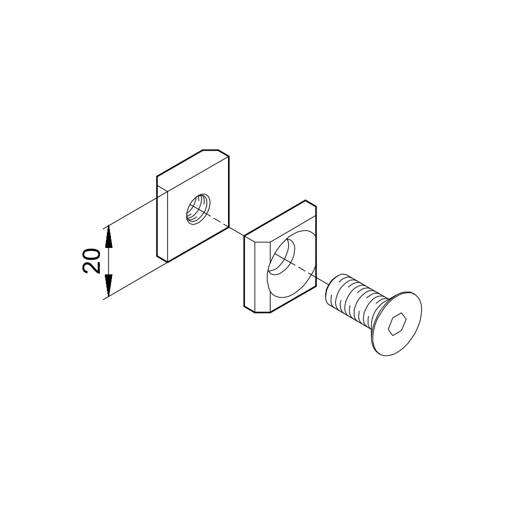 Parallelverbinder einfach M8 Abmessungen