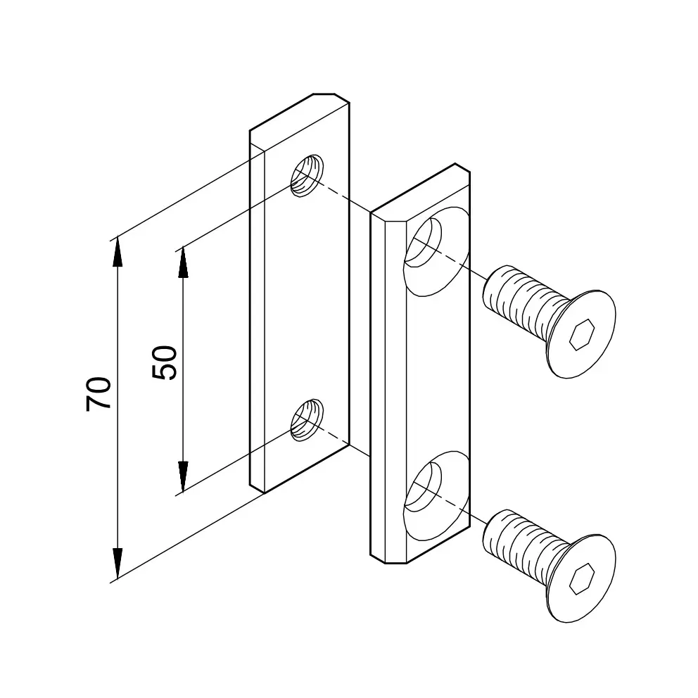 Parallelverbinder 2/50 doppelt M9 Abmessungen
