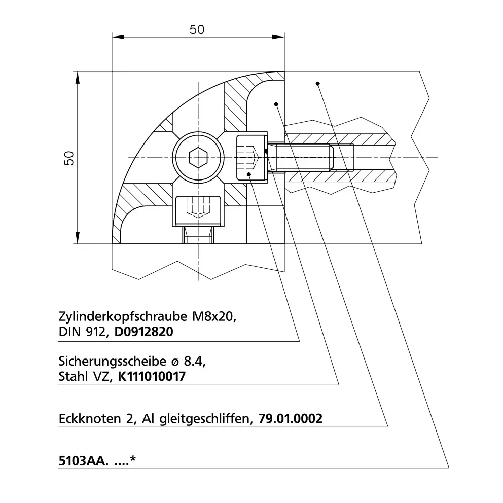 Eckknoten Befestigungsbeispiel