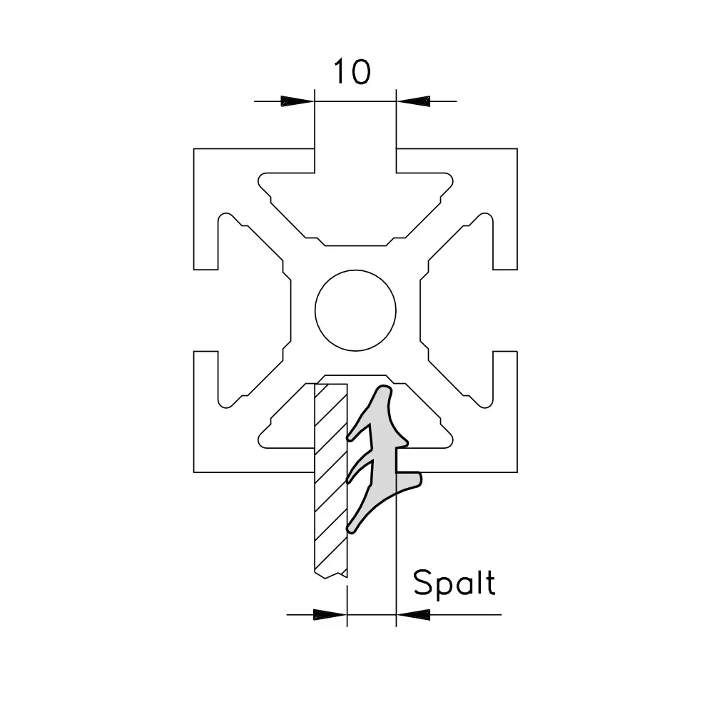 Dichtprofil Serie 40 Befestigungsbeispiel