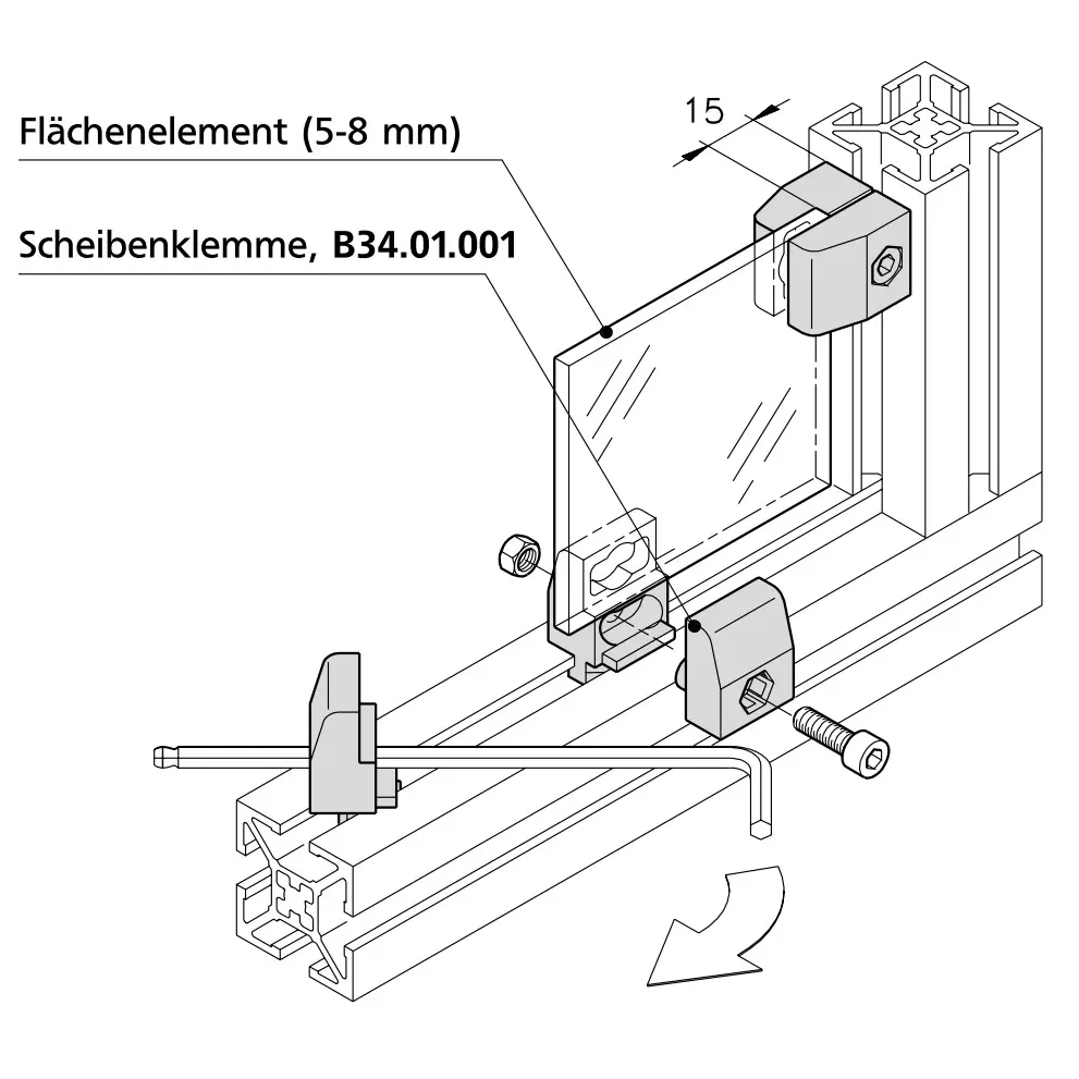 Scheibenklemme Befestigungsbeispiel