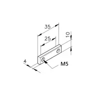 Lasche 2/25 (Nutenstein), M5 Abmessungen