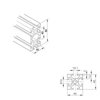 Konstruktionsprofil mk 2040.02 Abmessungen
