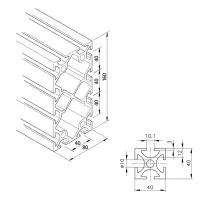 Konstruktionsprofil mk 2040.08 Abmessungen
