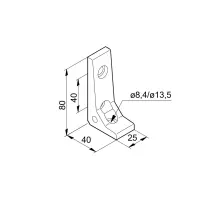 Winkelverbindung F25 Abmessung