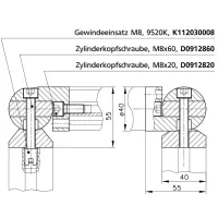 Gelenk 40/H1 Befestigungsbeispiel