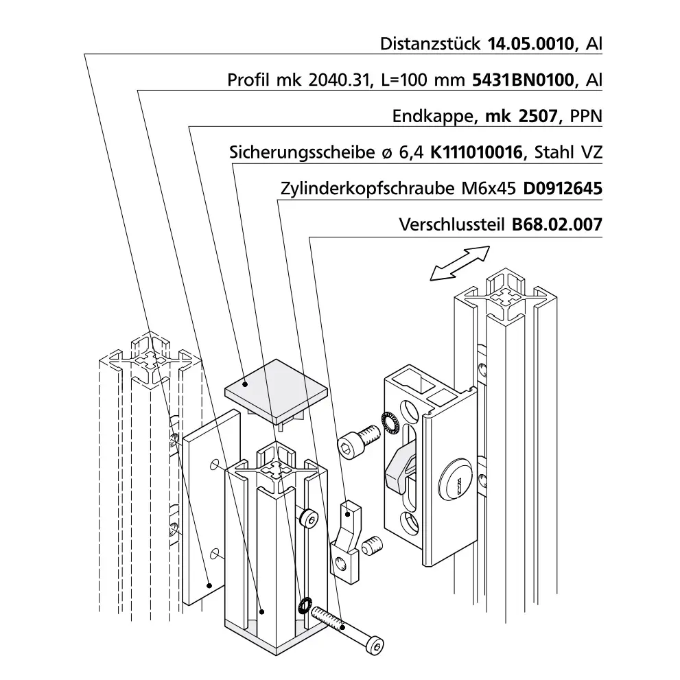 Anbauschloß Befestigungsbeispiel