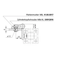 Scharnier 50-1/40-3 Befestigungsbeispiel