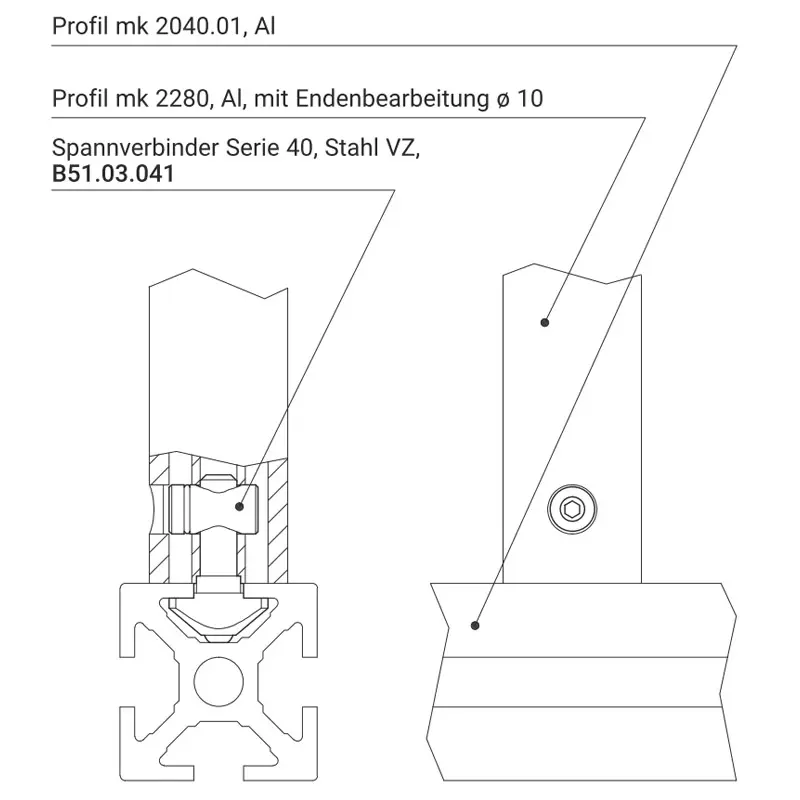 Rundrohprofil Befestigungsbeispiel